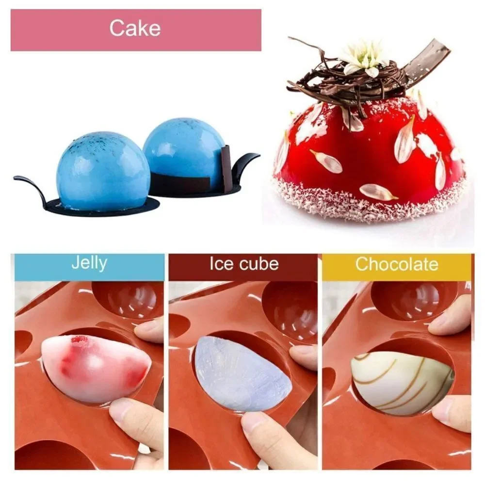 2Pack 6 Holes Silicone Mold, Round Shape Half Sphere Mold